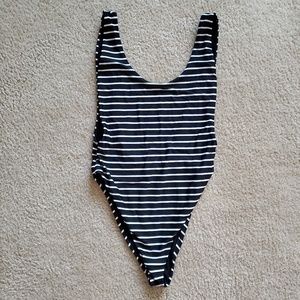 Aerie Black & White Striped One Piece Bathing Suit